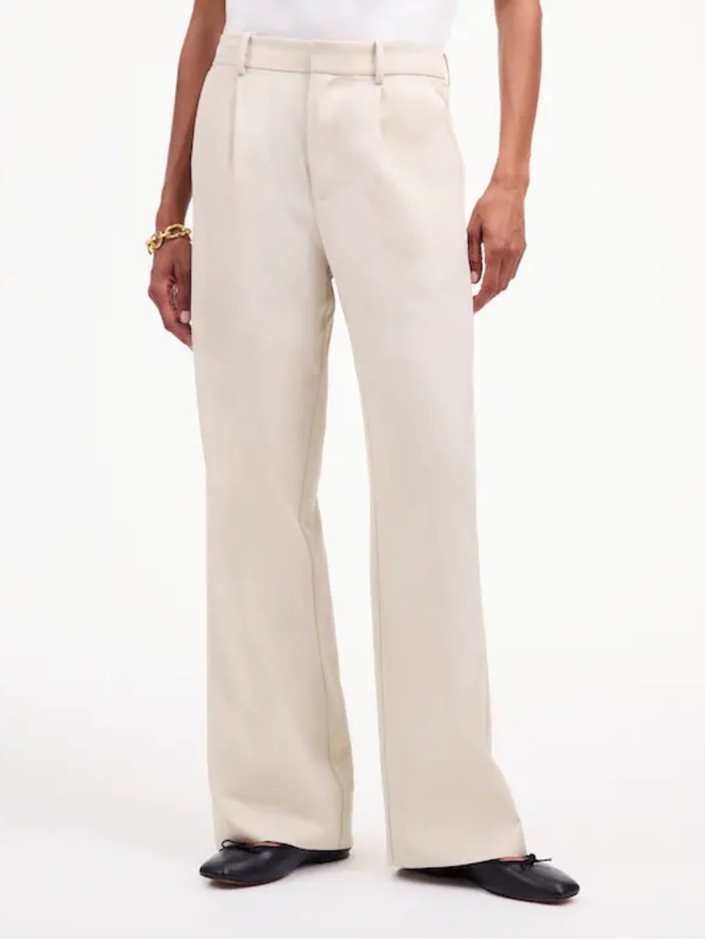 MADEWELL Slouchy Straight Cream Linen Blend Pants